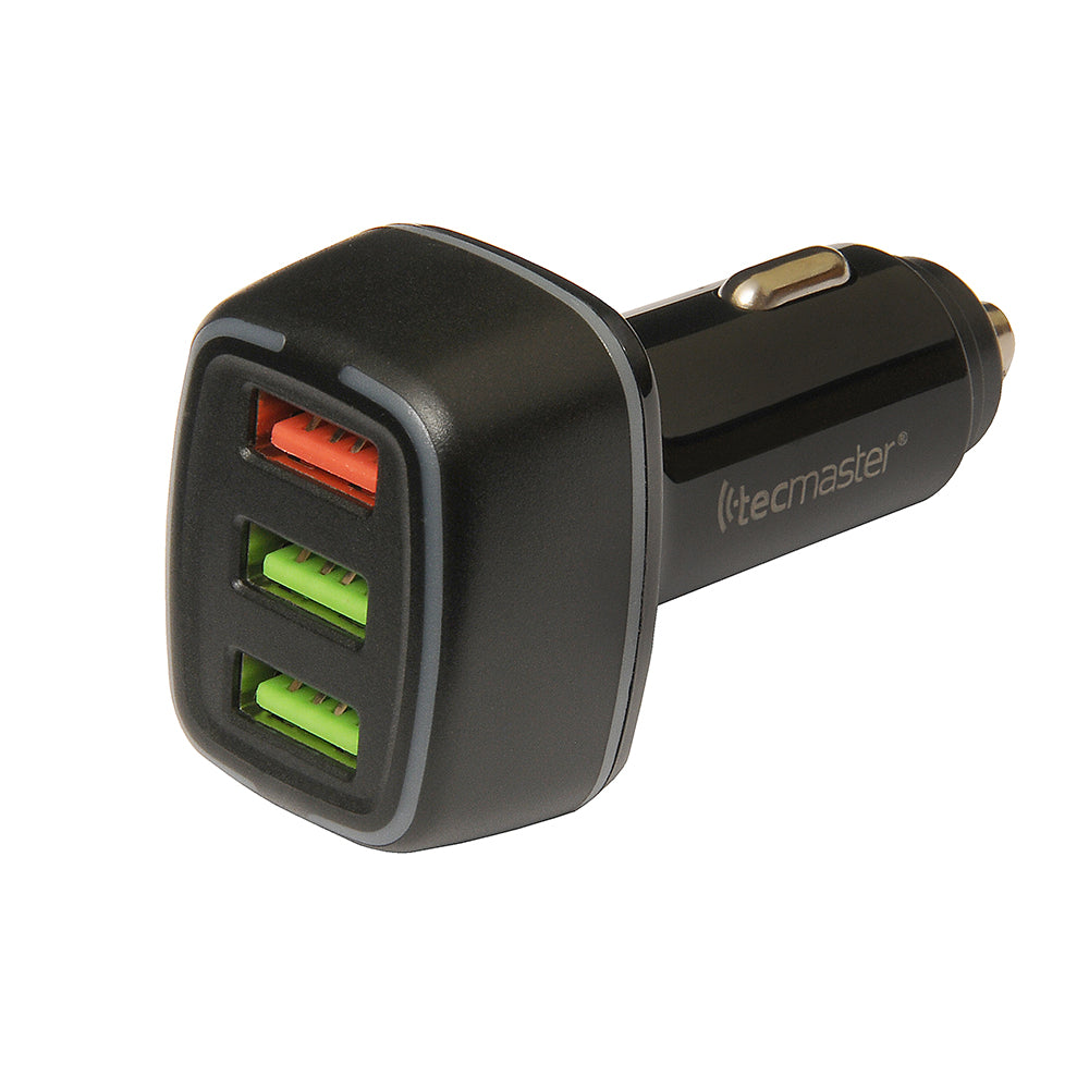 Cargador de Auto 3 Usb 1 QC3.0 + 2 x 2.4A 30W Negro