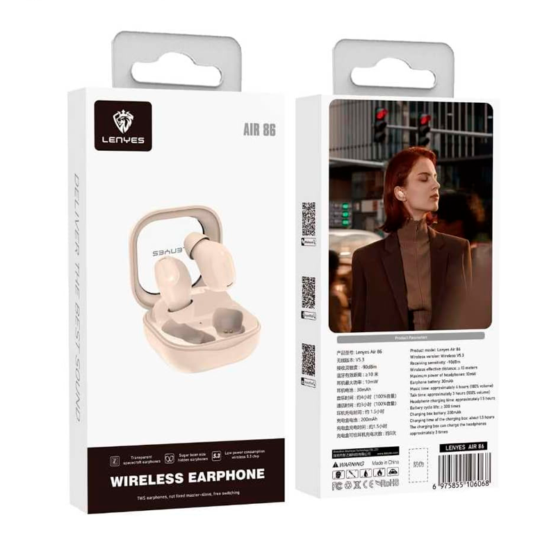 Audífonos In Ear Bluetooth Lenyes Air 86 Beige – imagen 2