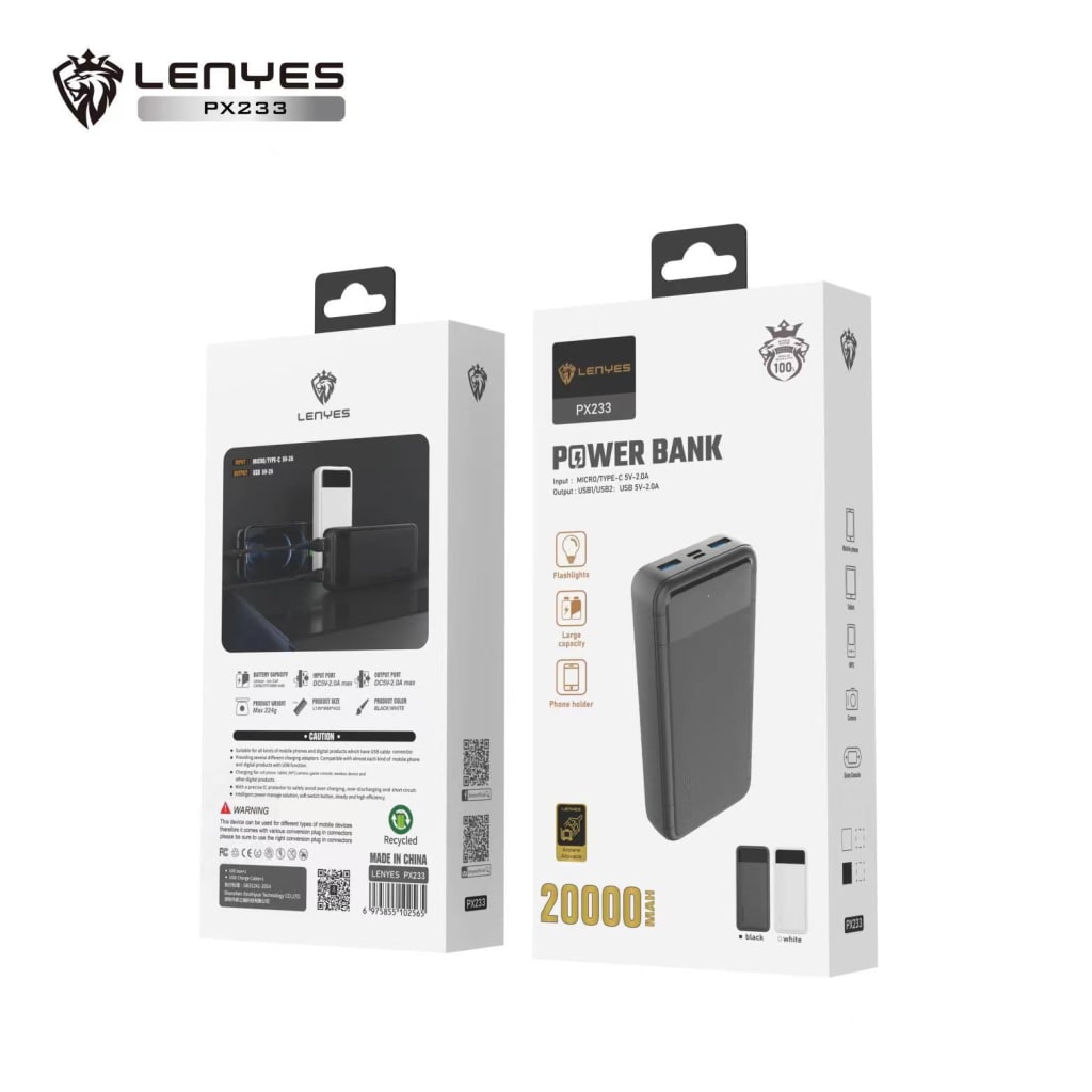 Powerbank Carga Rapida Lenyes Px233 20000 Mah Negro – imagen 3