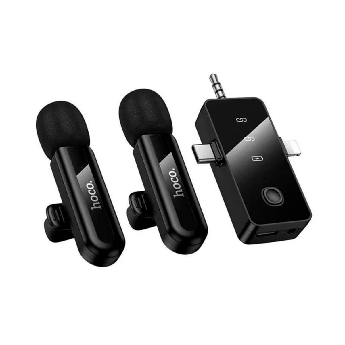 Micrófono Inalámbrico Dual Hoco L20C con Cancelación de Ruido USB-C, Lightning y 3.5 mm
