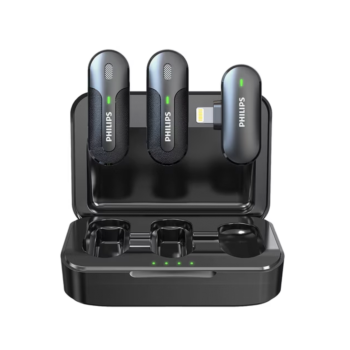 Kit 2 Microfonos Inalambrico Para Lightning Philips DLM9002l/74 Negro