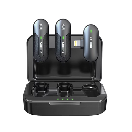 Kit 2 Microfonos Inalambrico Para Lightning Philips DLM9002l/74 Negro