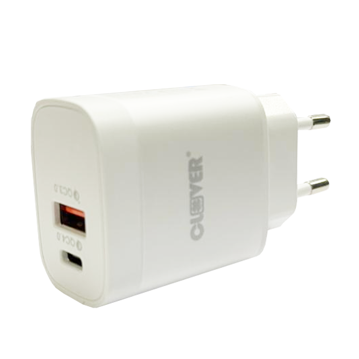 Cargador Dual Clover Usb QC 3.0 + QC 4.0 PD 18W Blanco