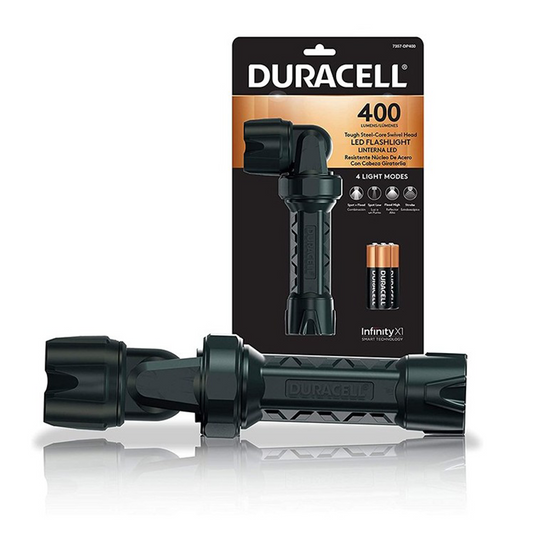 Linterna Duracell 400 Lumenes Steel Swivel Con 3 AAA Negro