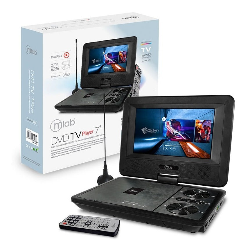 Dvd Portátil Con Tv Microlab 7" + Funda Protectora Negro
