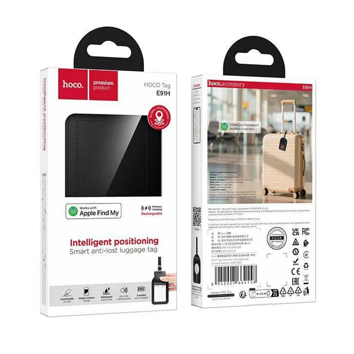Billetera Inteligente Tarjetas Hoco E91h Carga Inalambrica Gps Negro