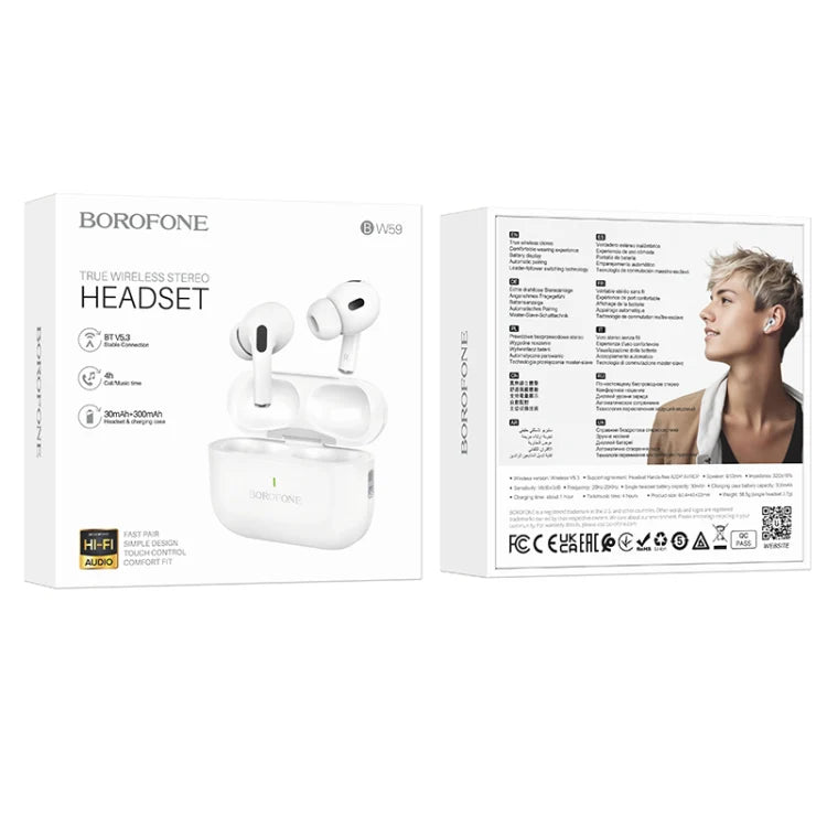 Audífonos Bluetooth Borofone Tws Anc Bw59 Plus Blanco – imagen 2