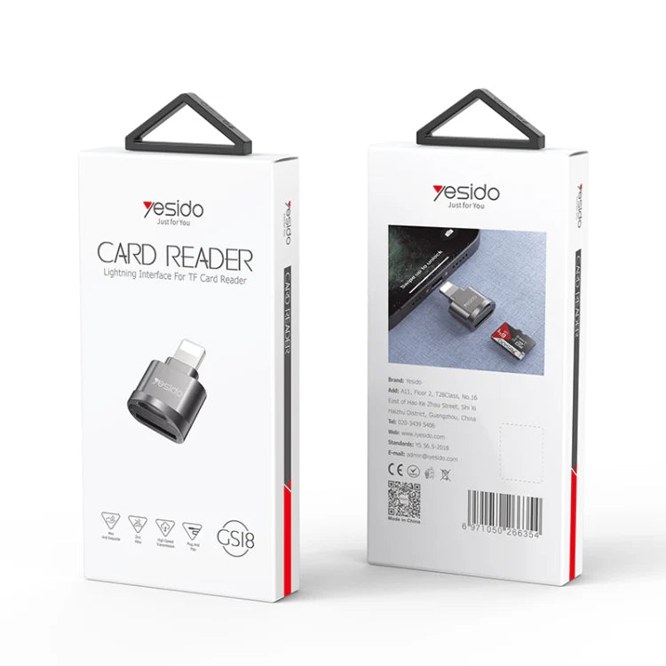 Lector de Tarjeta Mini Otg Yesido Gs18 Conector Lightning Negro – imagen 2