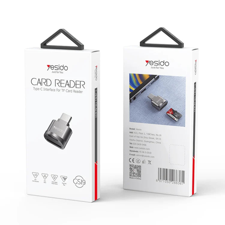 Lector de Tarjeta Mini Otg Yesido Gs19 Conector Tipo C Negro – imagen 2