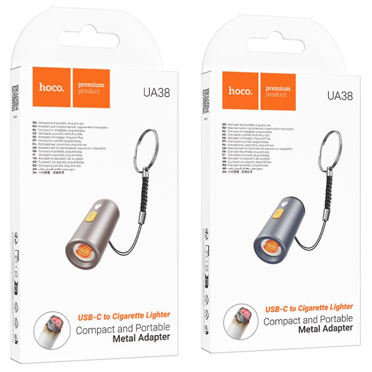 Adaptador Metal Tipo C Encendedor De Cigarros Hoco Ua38 Gris – imagen 2