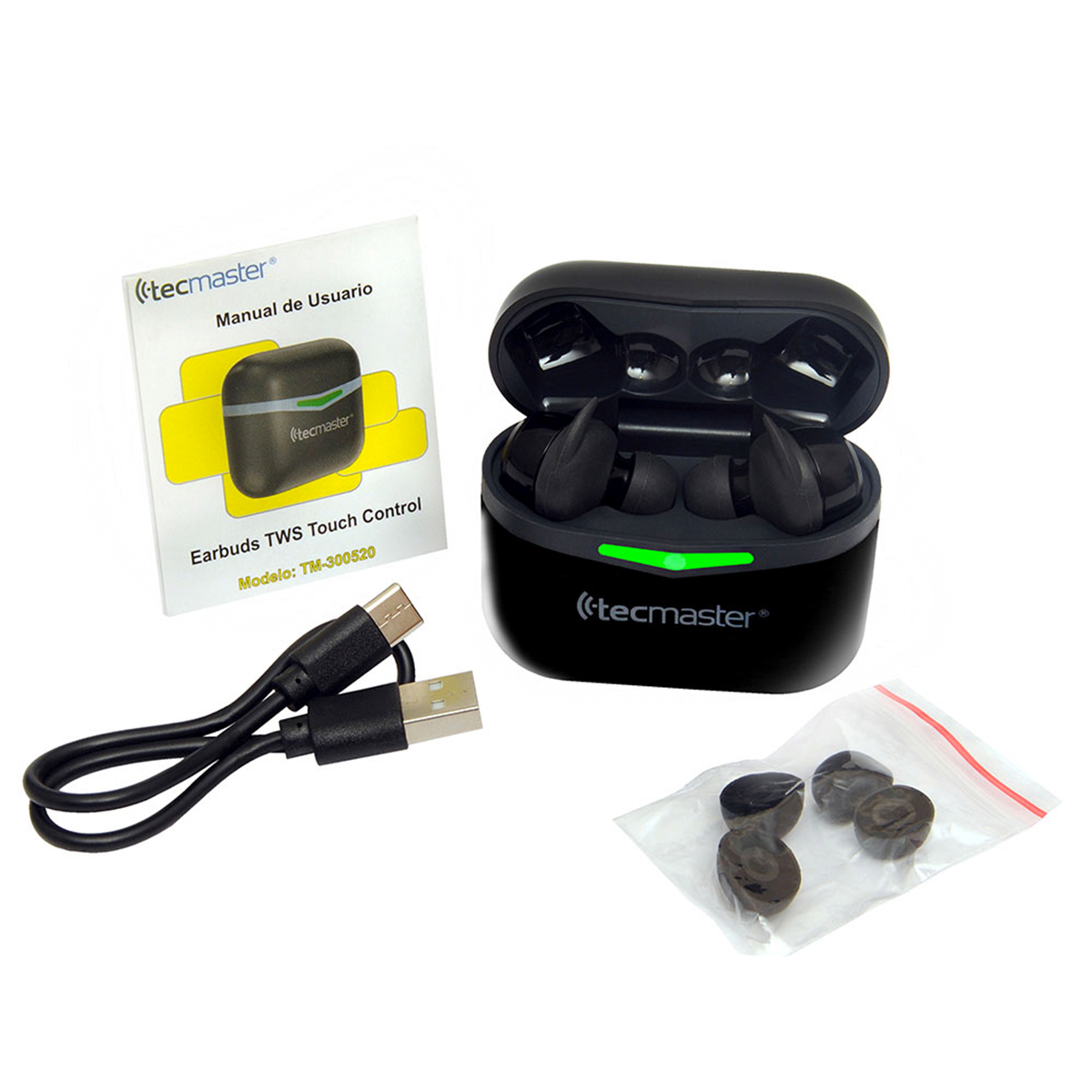Audifonos Bluetooth Tecmaster Touch Intrauditivos TM-300520 Negro