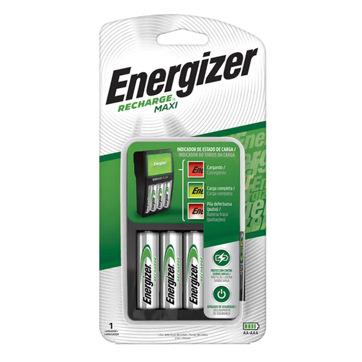 Cargador de Pilas Energizer Maxi Aa/aaa + 2 Pilas Aa 1300 Mah