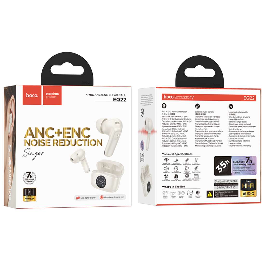 Audífonos In Ear Bluetooth Hoco Tws Eq22 Singer Anc Enc Blanco – imagen 2