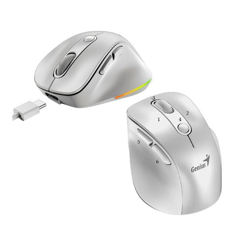 Mouse Genius Ergo 9000S Pro Recargable + 2.4G RGB Gris