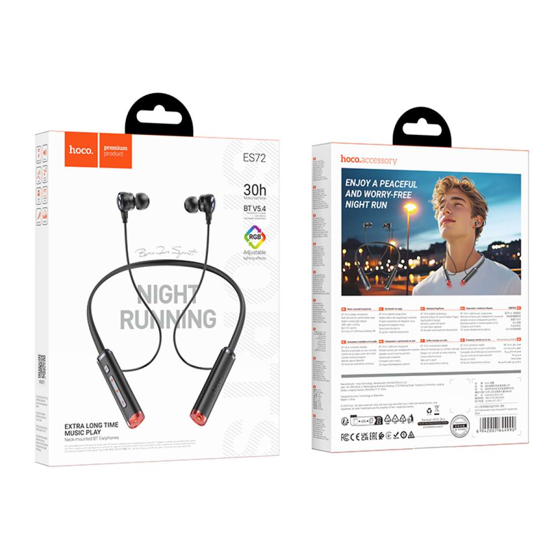 Audífonos In Ear Bluetooth Hoco Es72 Deportivos Led Negro – imagen 3
