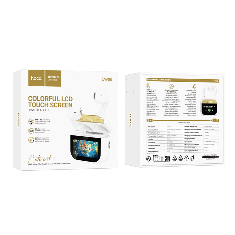 Audífonos Bluetooth In Ear Hoco Ew89 Anc Pantalla Led Blanco – imagen 3
