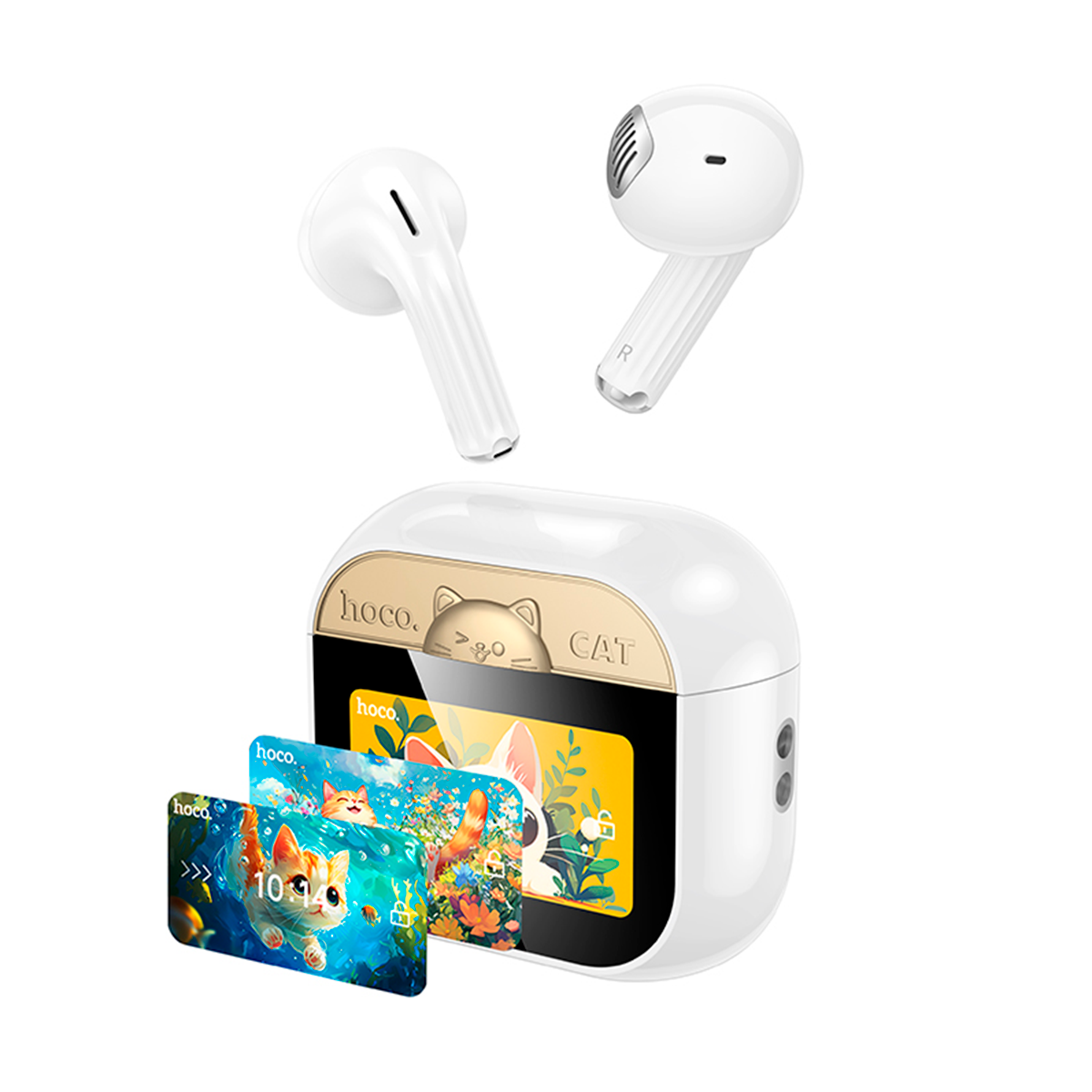 Audífonos Bluetooth In Ear Hoco Ew89 Anc Pantalla Led Blanco