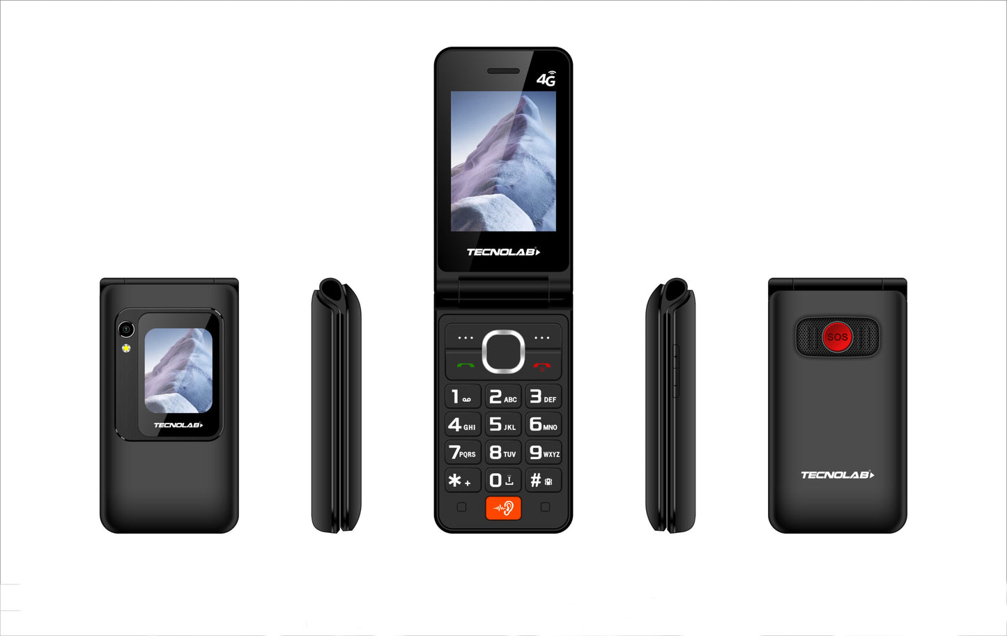 Teléfono Senior Tecnolab 4g Adulto Mayor Doble Pantalla Sos Negro – imagen 2