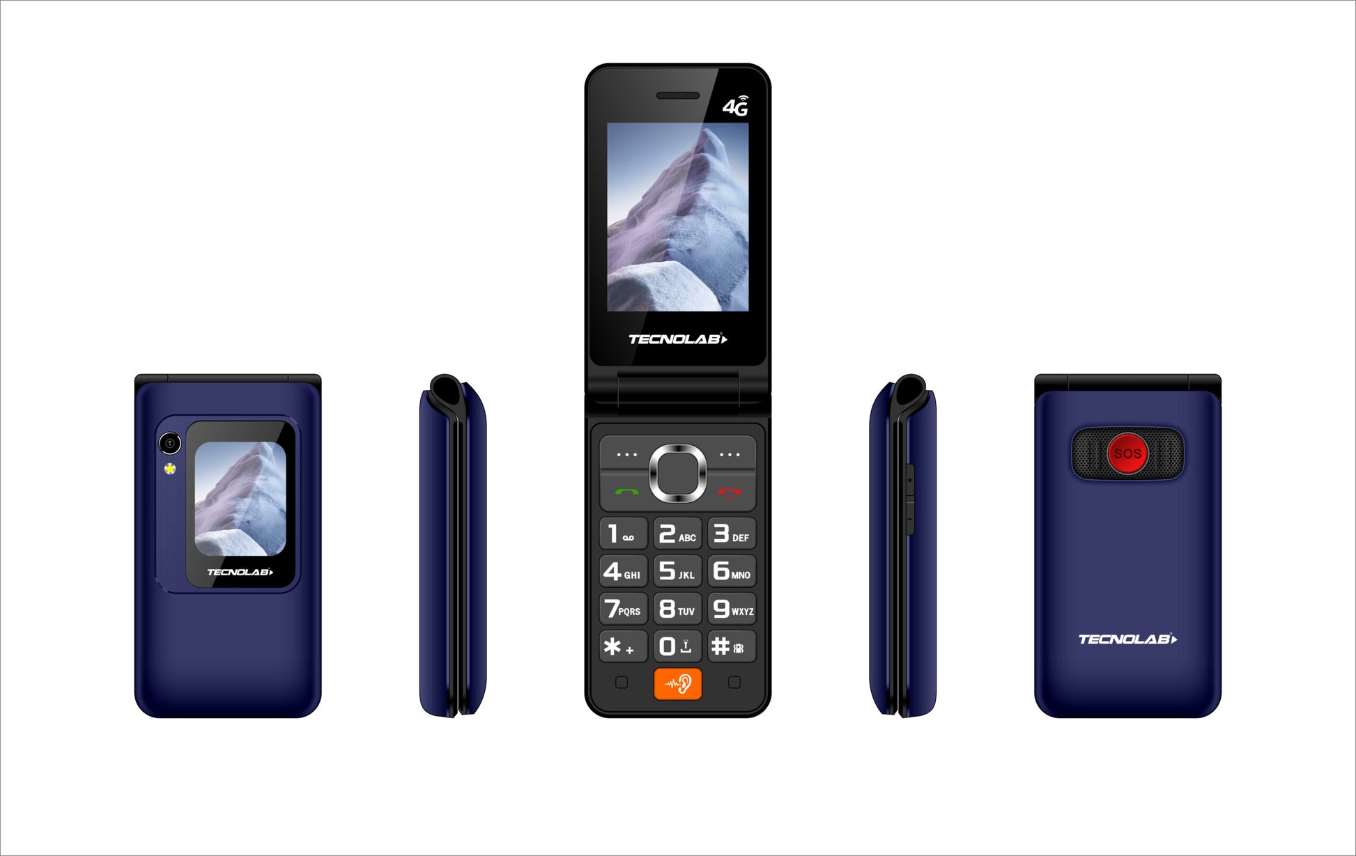 Teléfono Senior Tecnolab 4g Adulto Mayor Doble Pantalla Sos Azul – imagen 3