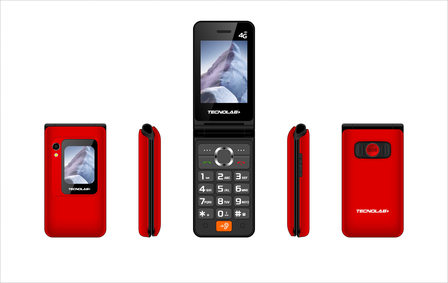 Teléfono Senior Tecnolab 4g Adulto Mayor Doble Pantalla Sos Rojo – imagen 2