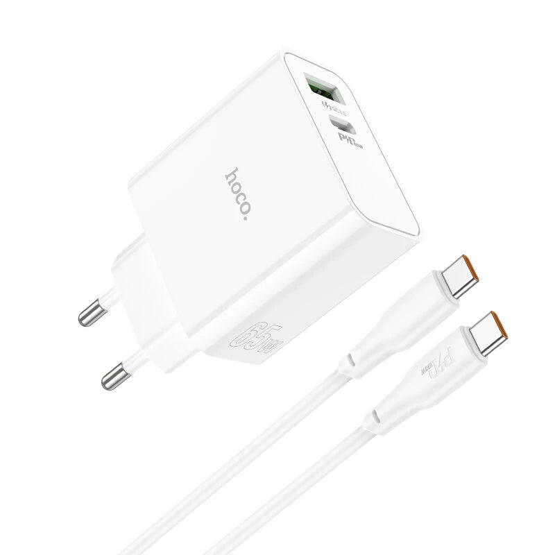 Cargador Hoco C113a 65w Carga Rapida + Cable Tipo C Blanco – imagen 5