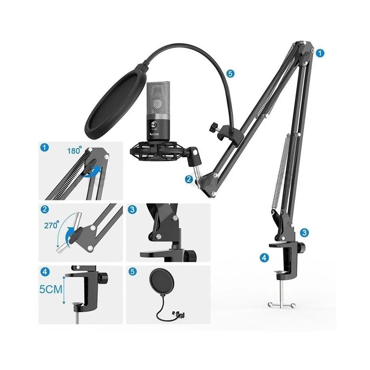 Kit Microfono Condensadort Fifine T670 Con Brazo Negro – imagen 2