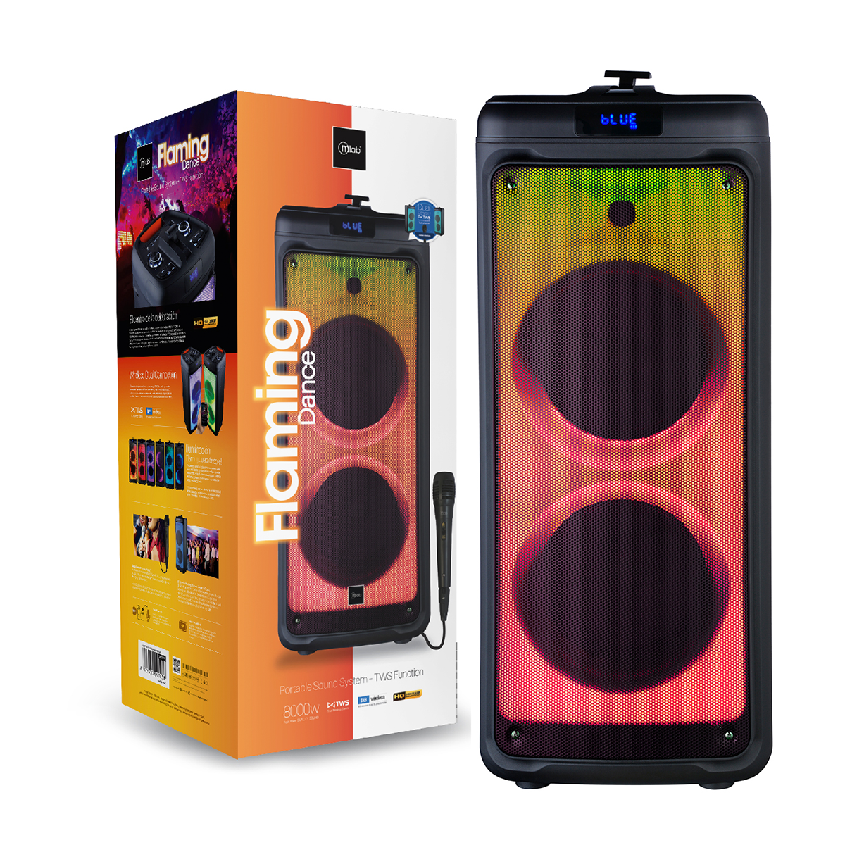 Parlante Bluetooth Microlab Flaming Dance Karaoke Mod 9105 Negro