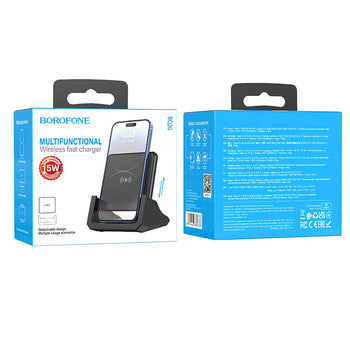 Cargador Inalámbrico Borofone BQ20 Con Soporte 15w Negro – imagen 2