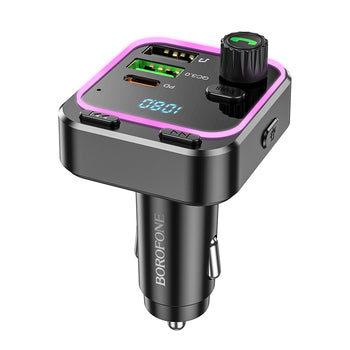 Cargador Transmisor de Auto Borofone Bc53 Rgb 20w Qc 3.0 Negro – imagen 2