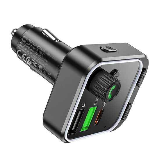 Cargador Transmisor de Auto Borofone Bc53 Rgb 20w Qc 3.0 Negro