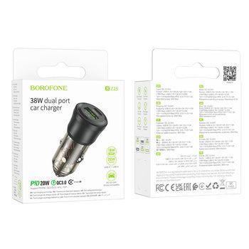 Cargador de Auto Borofone Bz25 Dual 38w Gris – imagen 2