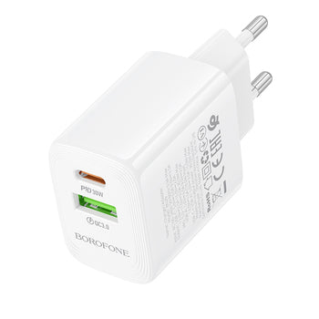 Cargador Borofone Bn29 Gan 30w Qc 3.0 Dual Blanco – imagen 3