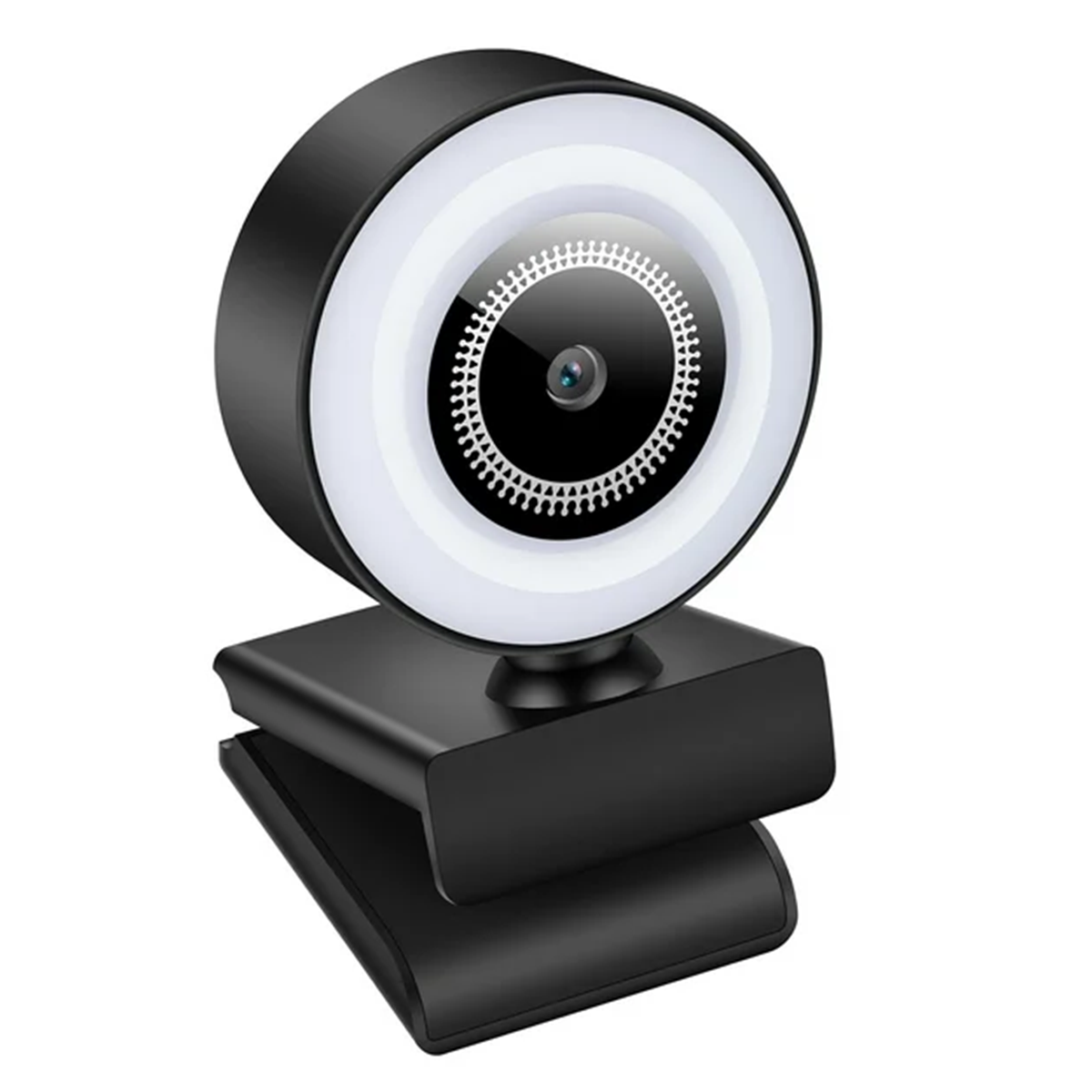 Camara Web Hd 1080P Usb Led Aro Luz Con Soporte Negro