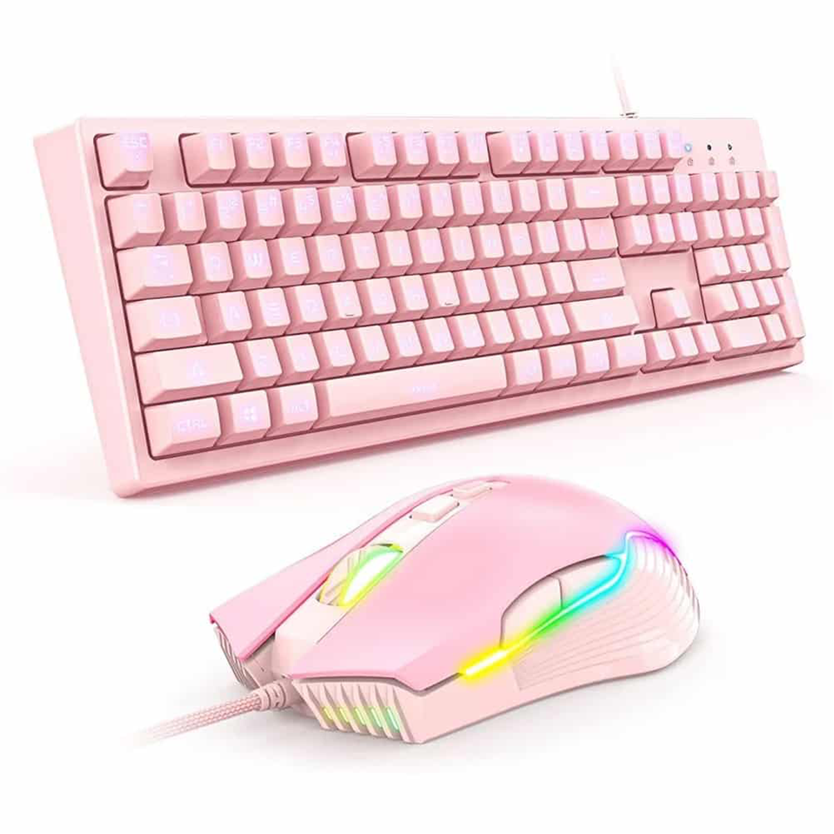 Kit Gamer Teclado G25 + Mouse Onikuma Cw905 Rgb Rosado
