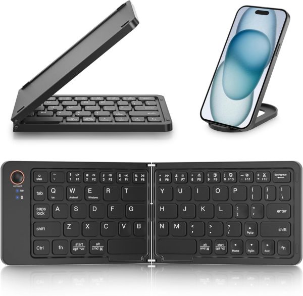 Teclado Mini Inalámbrico Bluetooth Plegable B023 Negro – imagen 2