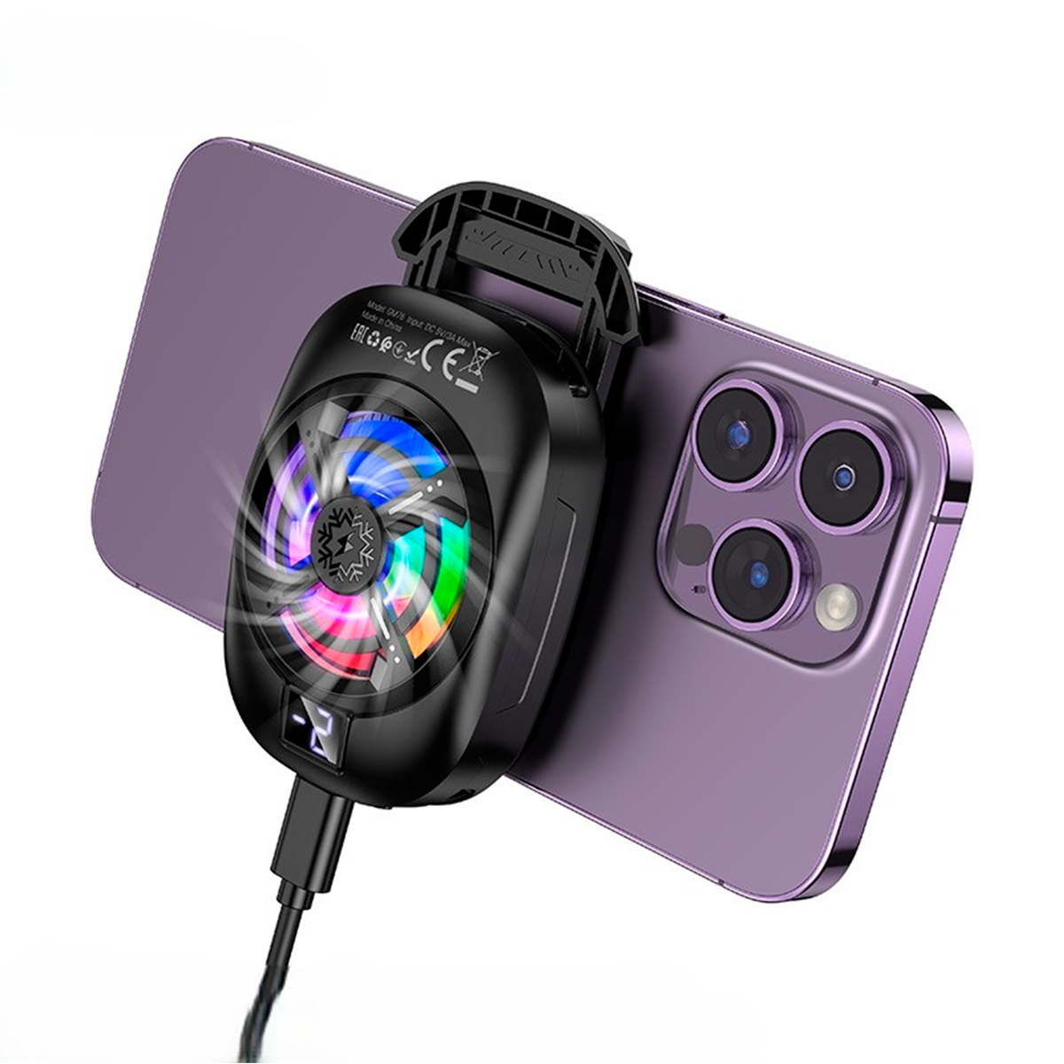 Soporte Enfriador Para Smartphone Rgb Hoco Gm76 Negro