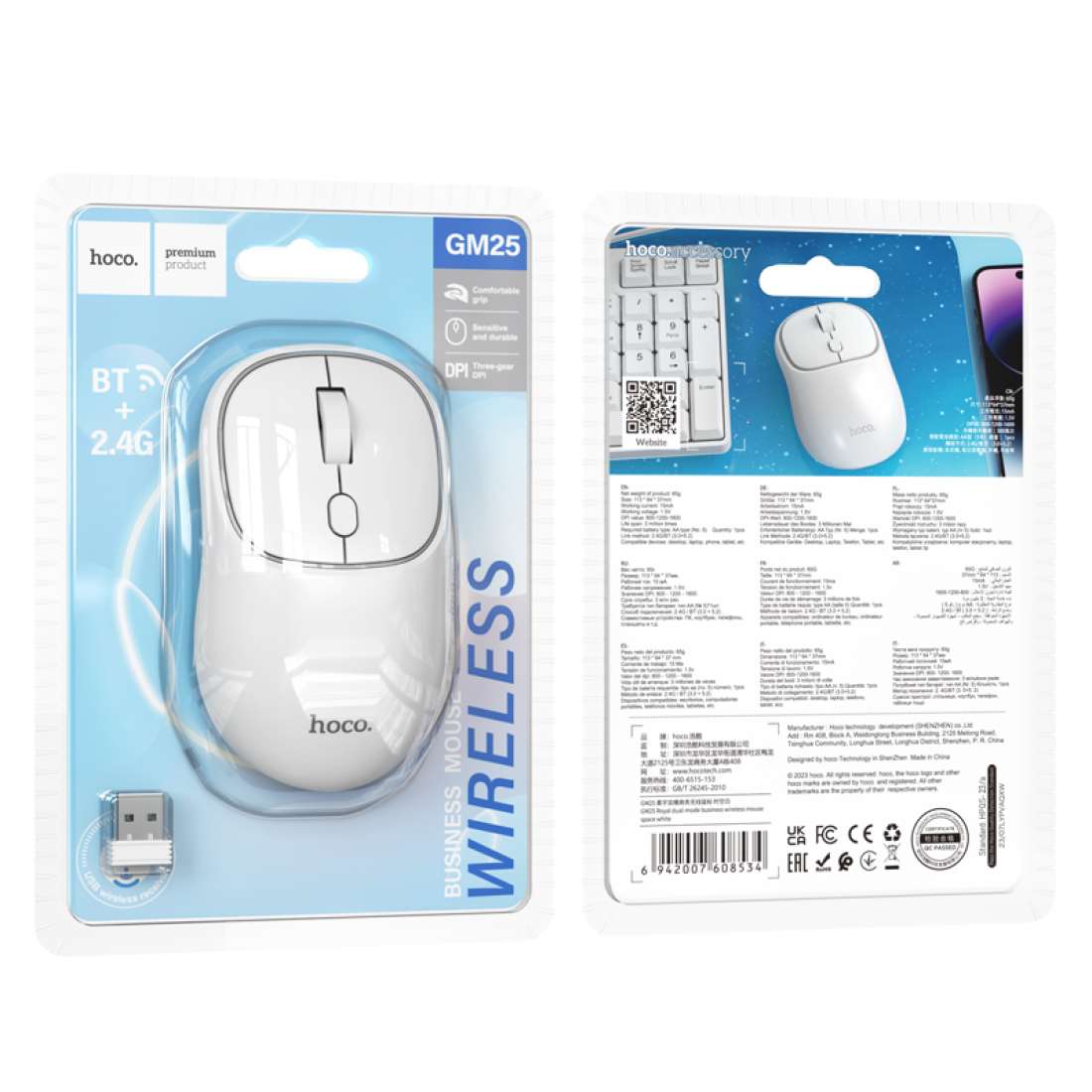 Mouse Hoco Dual Bluetooth Wireless Gm25 Blanco – imagen 4