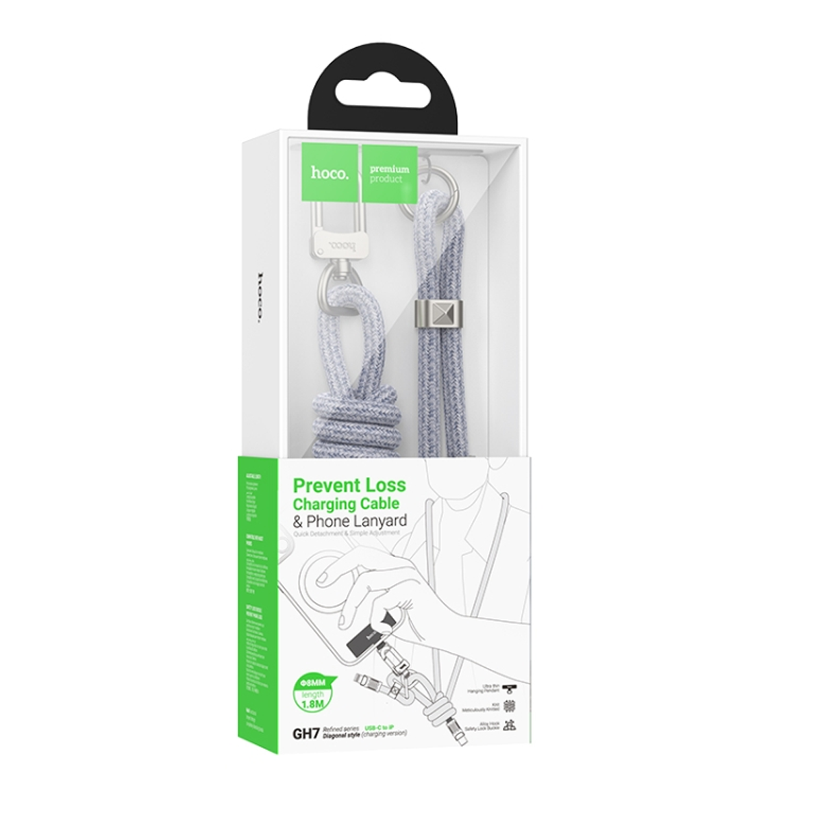 Cable Pulsera De Carga Tipo C a Lightning Hoco Gh7 Gris – imagen 3
