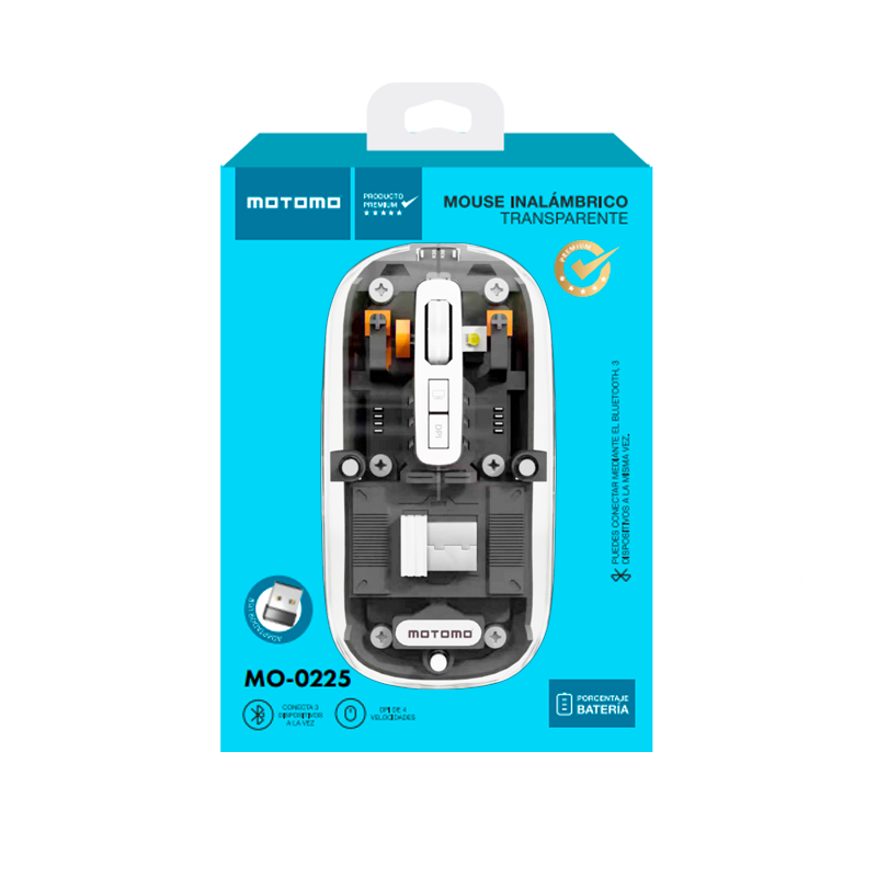 Mouse Inalambrico Motomo Mo-0225 1600 Dpi Gris – imagen 3