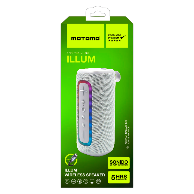 Parlante Bluetooth Motomo Illum Rgb Gris – imagen 3