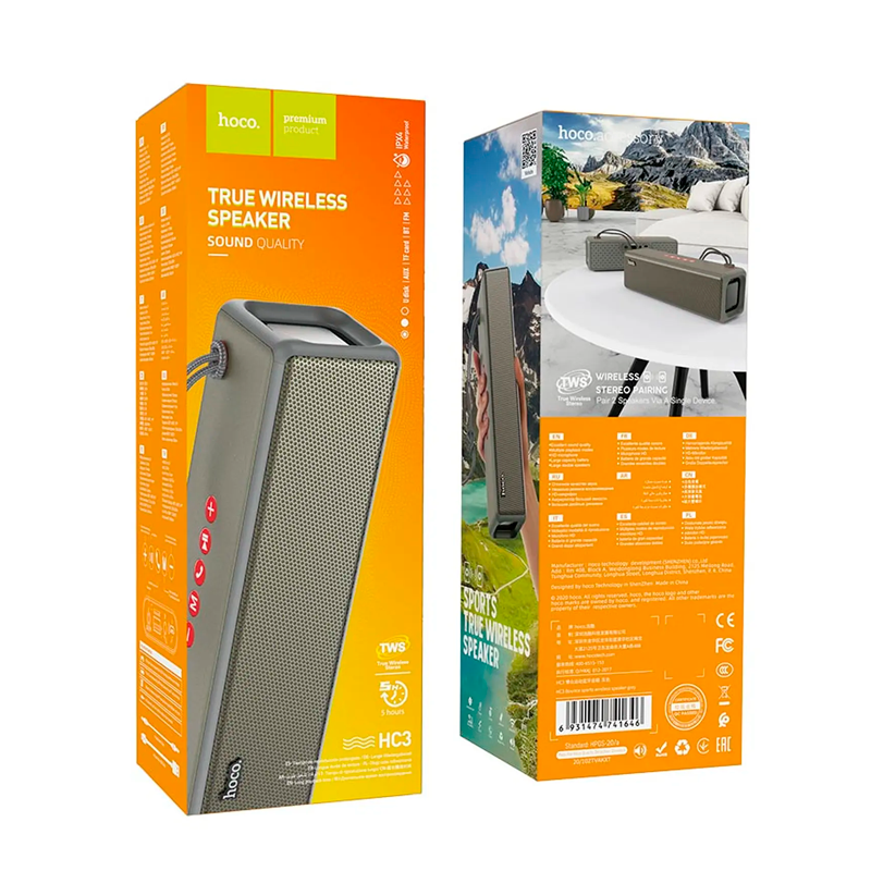 Parlante Bluetooth Hoco Hc3 Fm Tf Aux Tws Gris – imagen 3