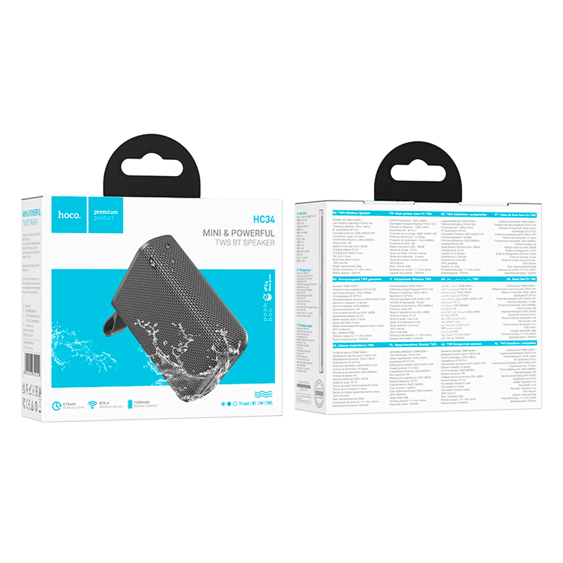 Parlante Bluetooth Hoco Hc34 Fm Tf Tws Gris – imagen 3
