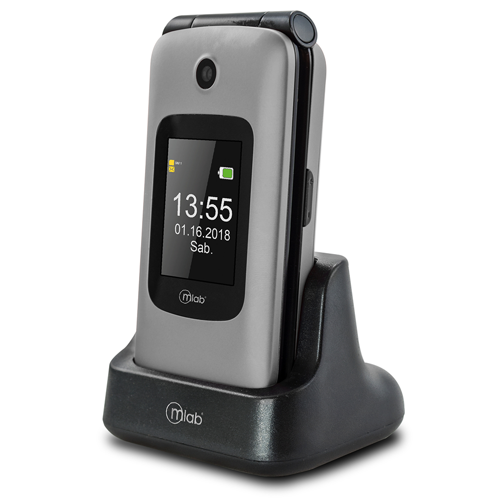 Telefono Celular Adulto Mayor Shell Shape Microlab Gris