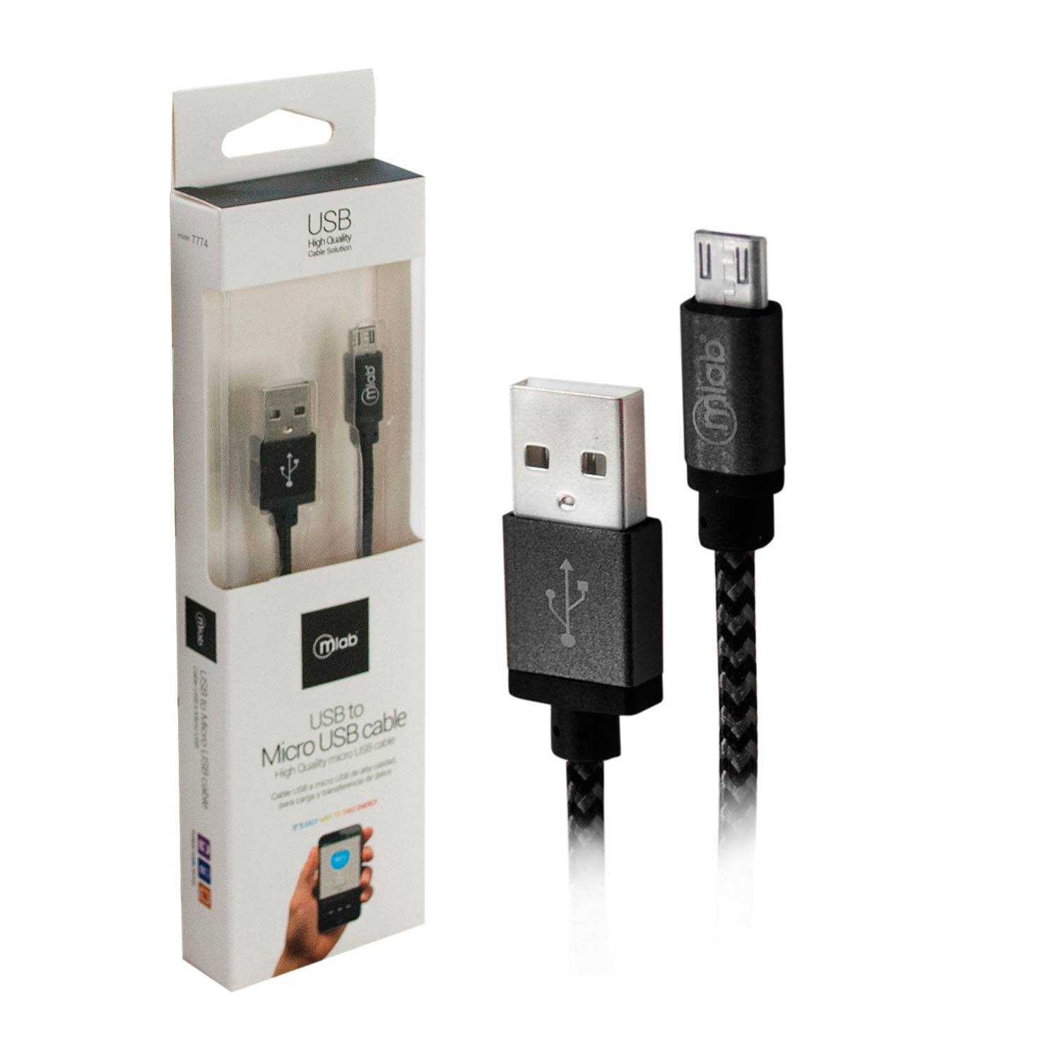 Cable Micro Usb Blindado Microlab Negro – imagen 2