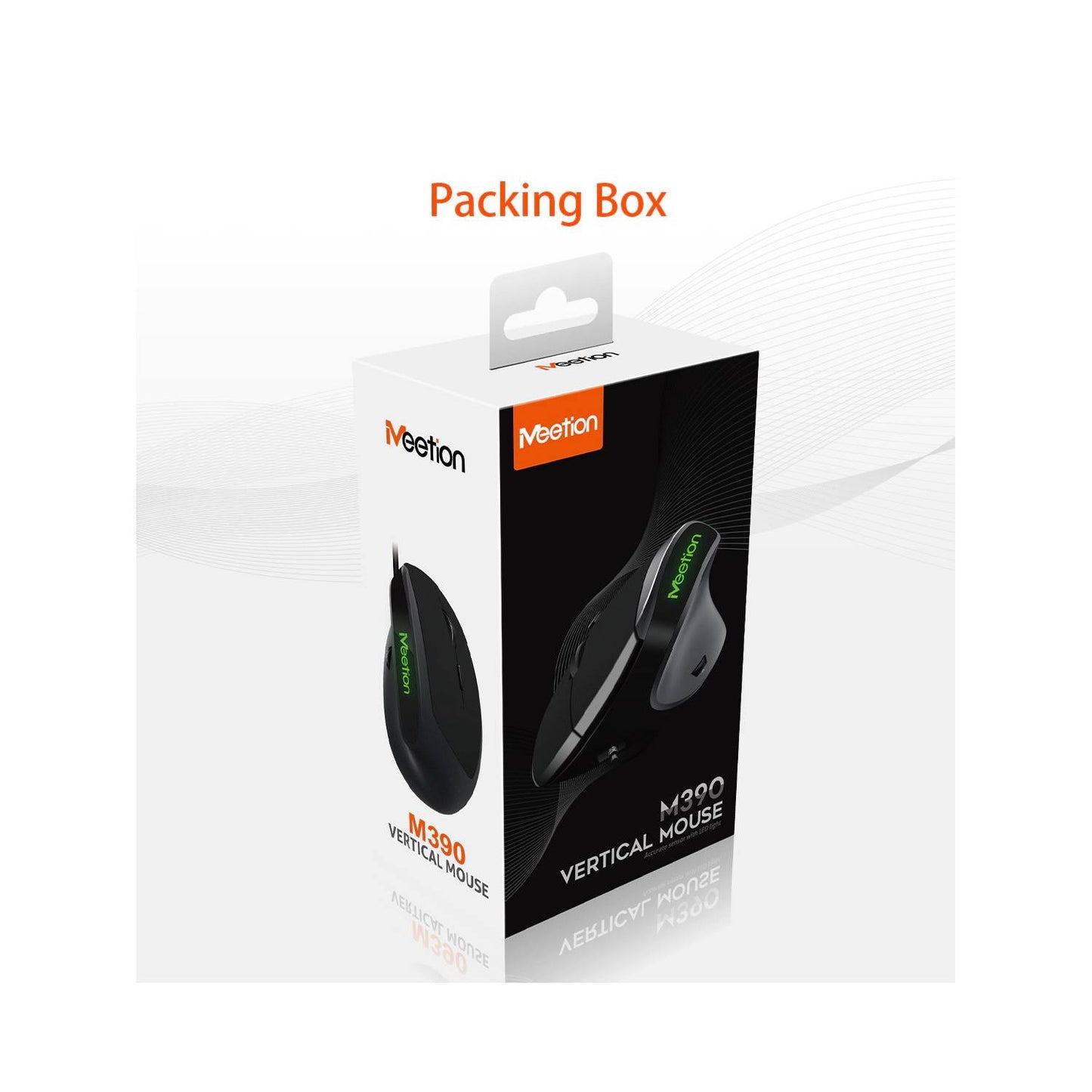 Mouse Meetion Ergonómico Vertical con Cable MT-M390 Negro – imagen 2