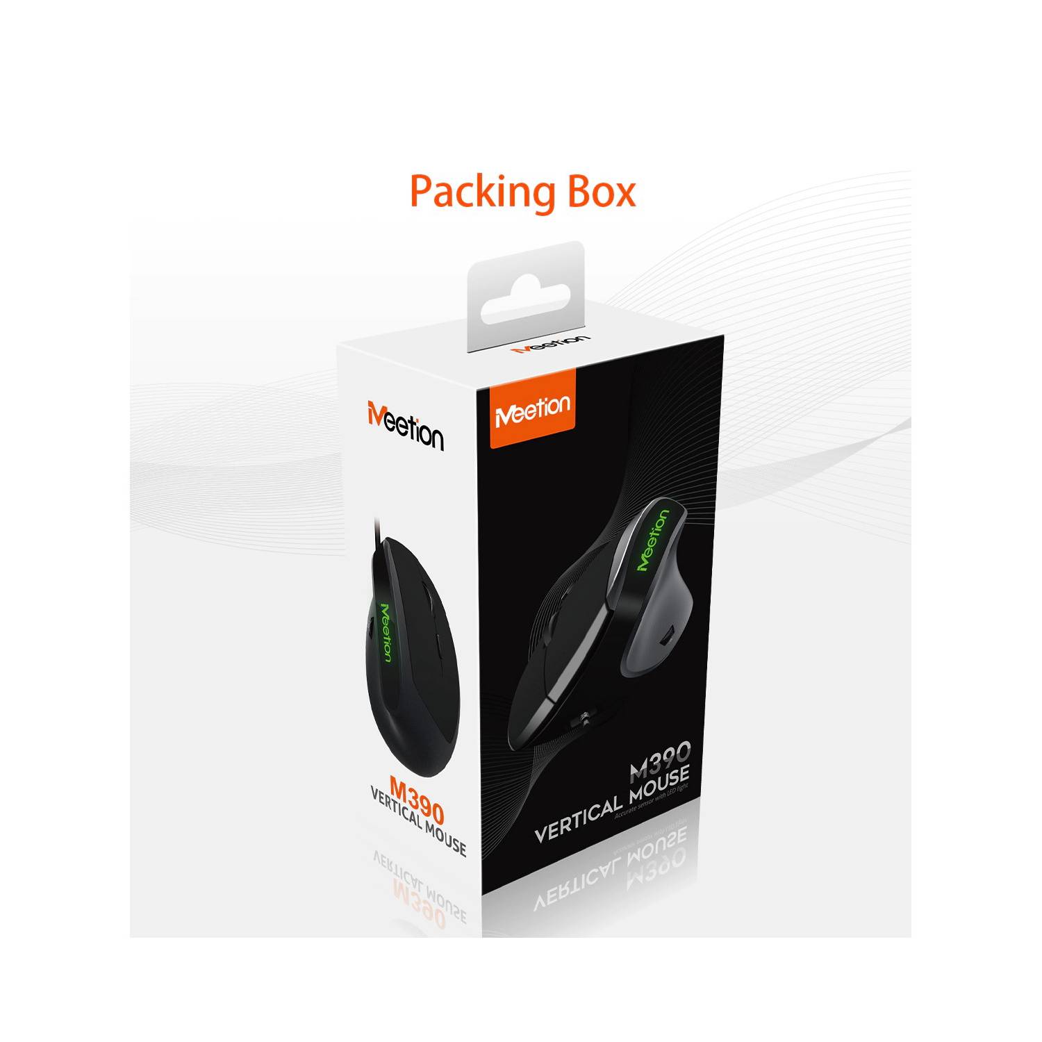 Mouse Meetion Ergonómico Vertical con Cable MT-M390 Negro – imagen 2