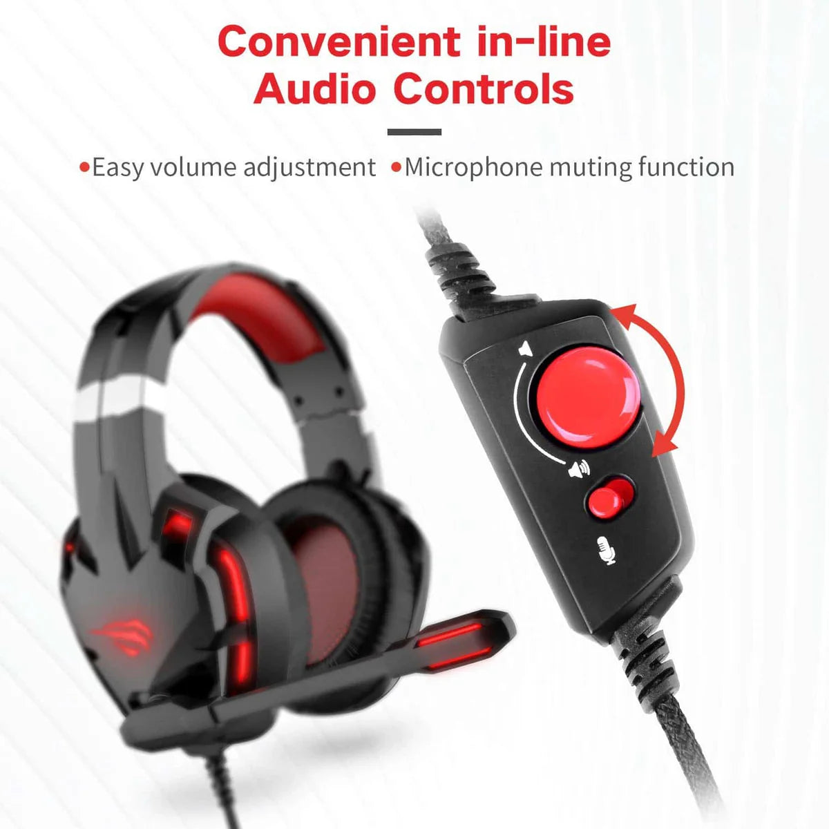 Audífonos Gamer Havit H2001d Pc Negro Rojo – imagen 2