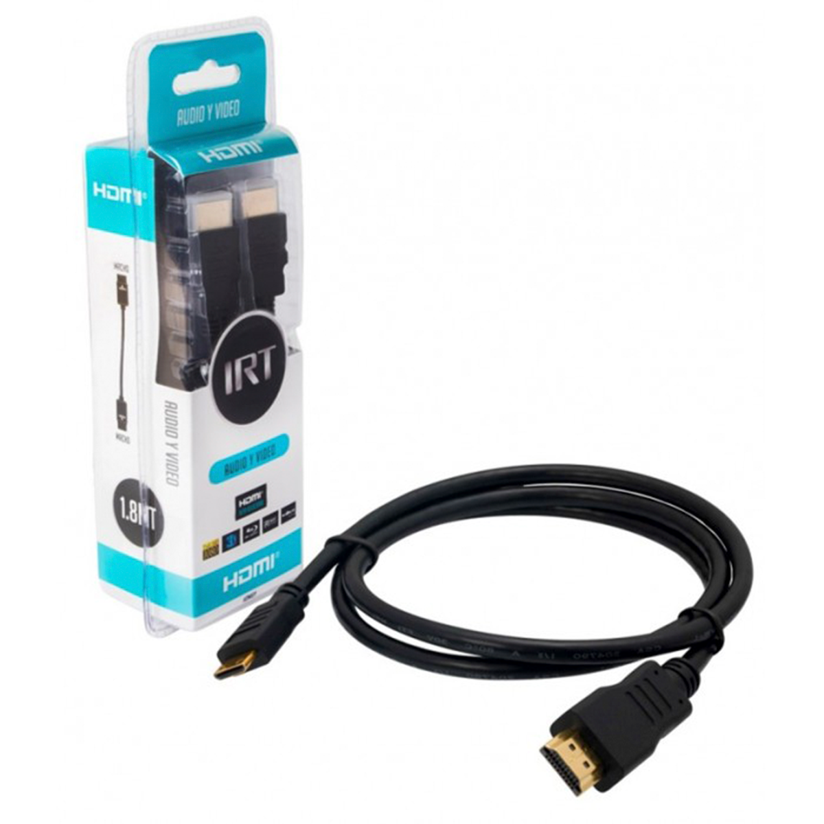 Cable Hdmi Irt 1.8 Metros Negro Full HD 1.4 Negro