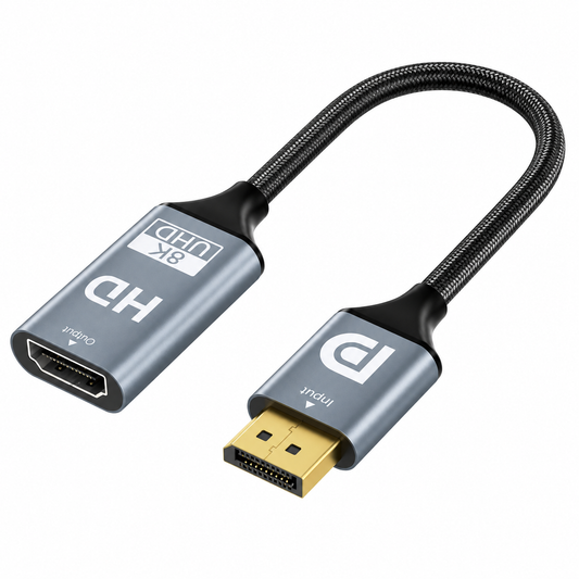 Adaptador Birlink Displayport a HDMI 8K V2.1 Gris