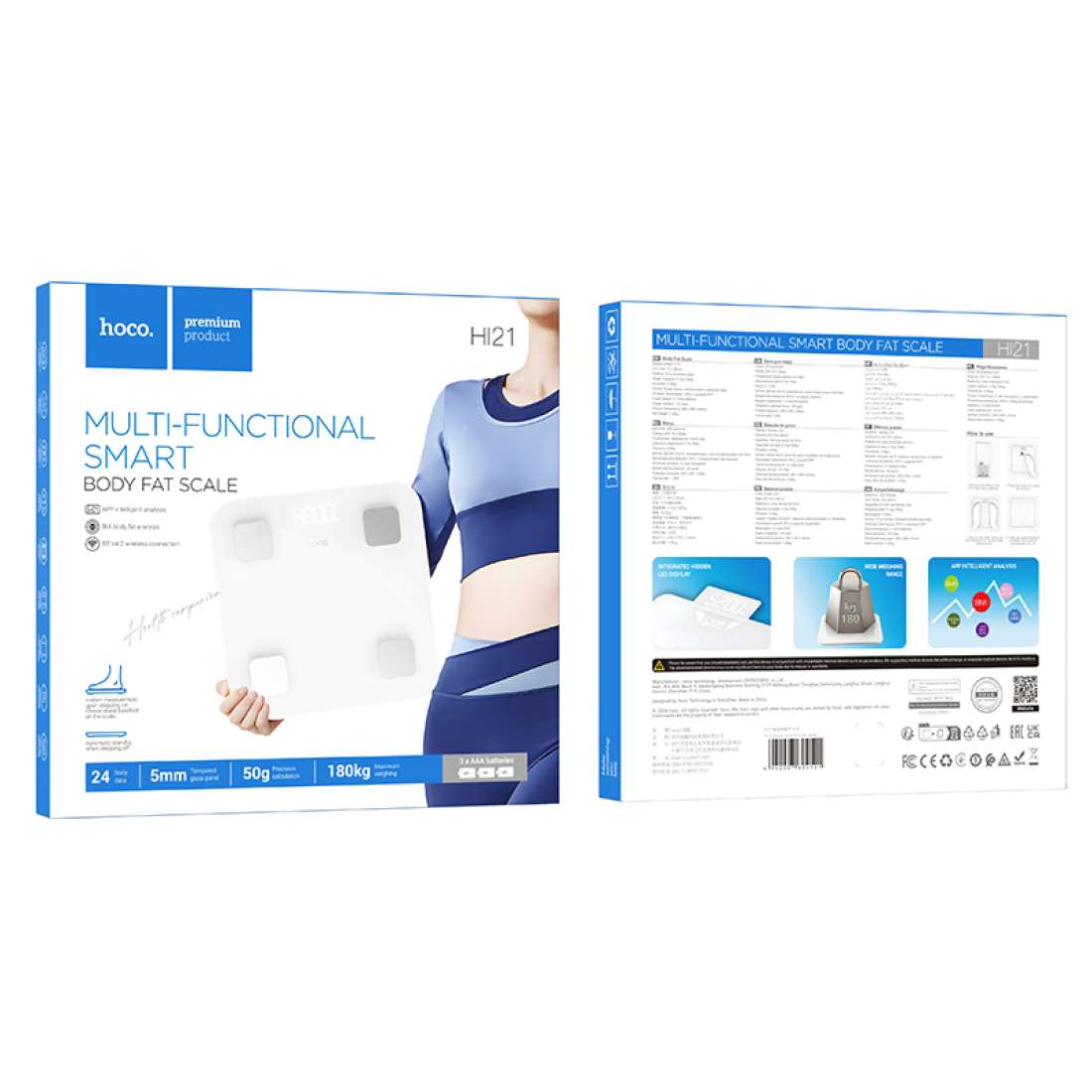 Pesa Balanza De Baño Digital Bluetooth Inteligente Hoco Hi21 Blanco – imagen 4
